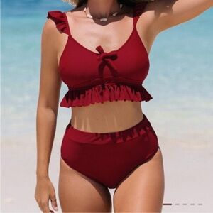 NWT Popvil Front Knot Ruffle Tankini Set